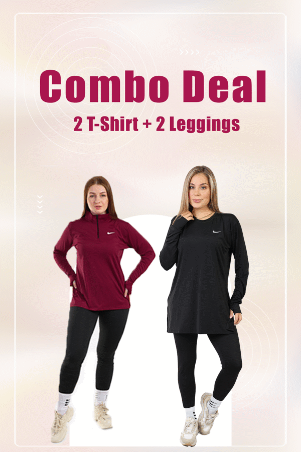Combo Deal 2 Sets ( 2Tshirts +2 Leggings Pants )