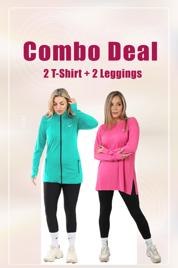 Combo Deal 2 Sets ( Oversized Tshirt+ Jacket +2 Slim Leggings)