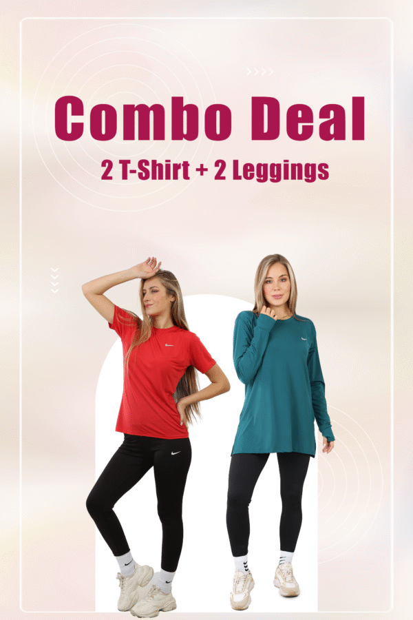 Combo Deal 2 Sets ( 2Tshirts +2 Leggings Pants )
