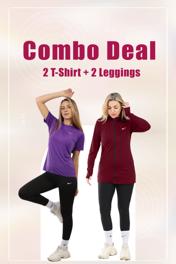 Combo Deal 2 Sets ( 2Tshirts +2 Leggings Pants )