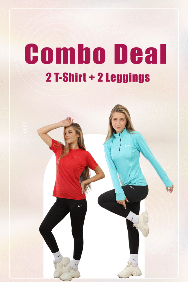 Combo Deal 2 Sets ( 2Tshirts +2 Leggings Pants )