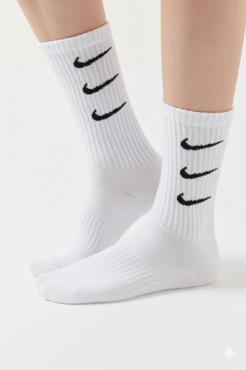 Nike Socks White – Long Triple Swoosh Edition