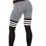 Heather Grey & Black Stripe Printed Leggings