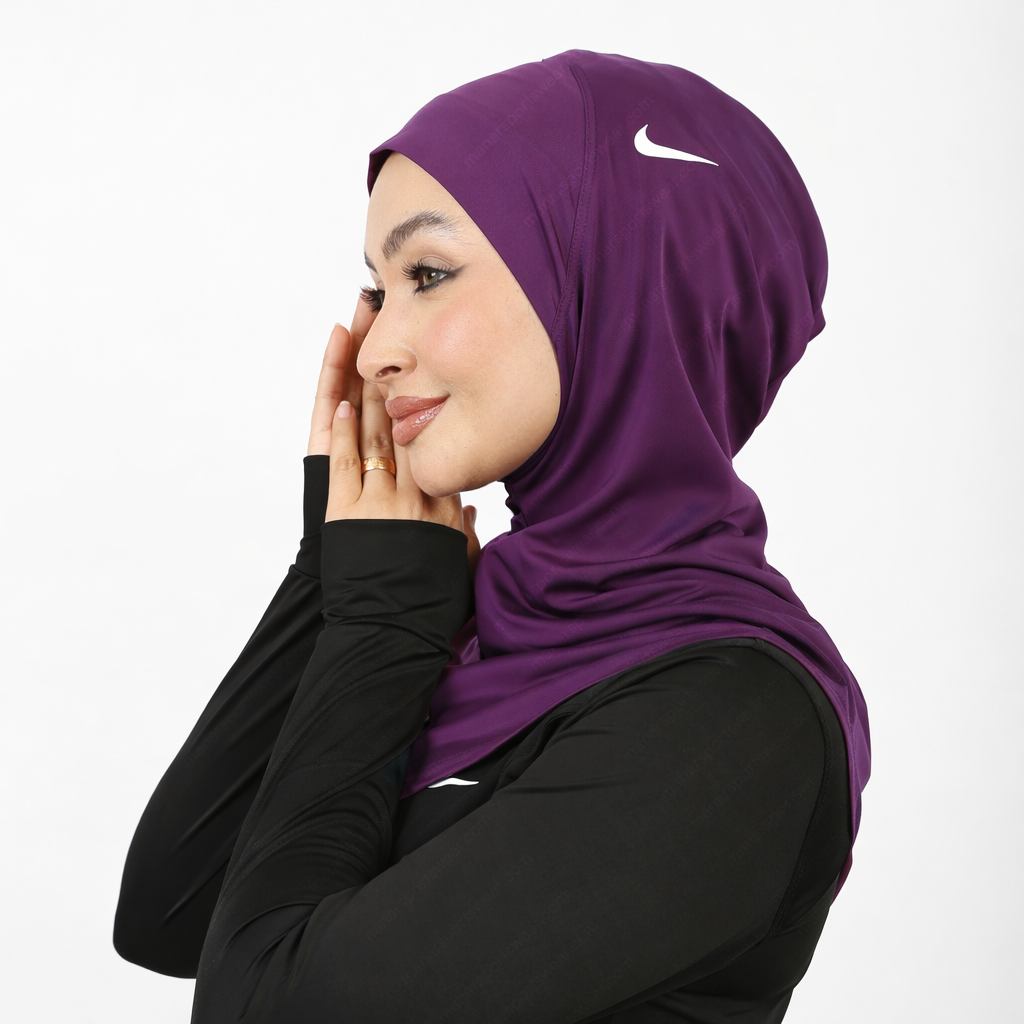 hijab3 Flow Sports Hijab- Dark Purple - Image 1