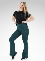 Emerald Teal Flared Sports Pants - Image 2