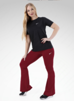 Burgundy Wine Flared Sports Pants - Image 3