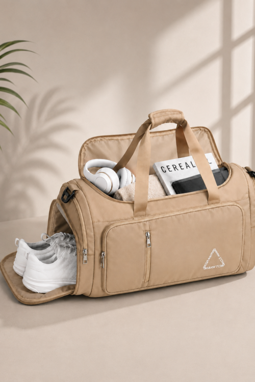 Motion Duffle Bag – Zip Front- Beige
