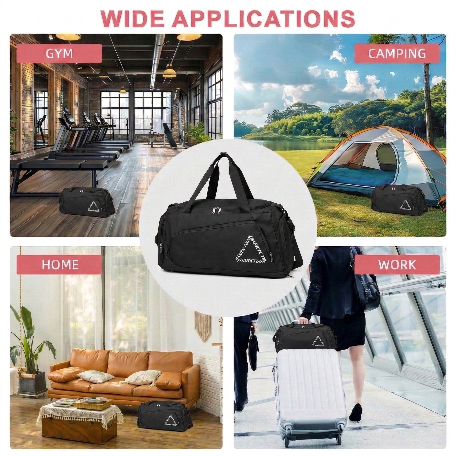 Curve Front Motion Duffle Bag – Black - Image 2