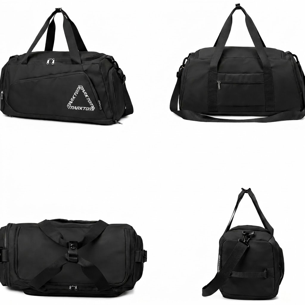 Curve Front Motion Duffle Bag – Black - Image 9