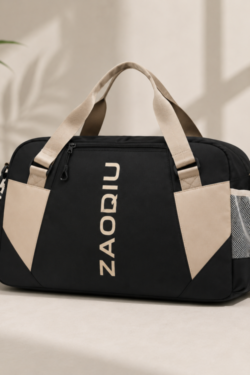 Black-ZAQIU Weekender Travel Bag With Shoe Compartment