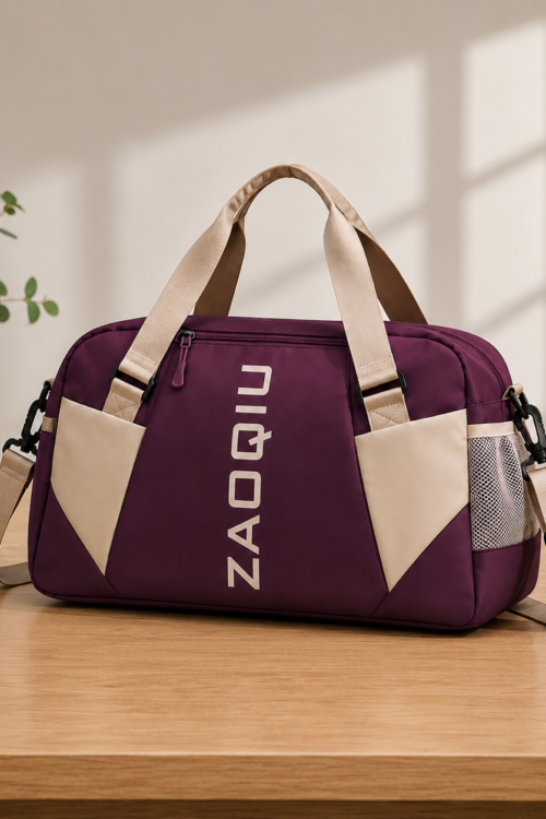 Plum Purple-ZAQIU Weekender Travel Bag With Shoe Compartment
