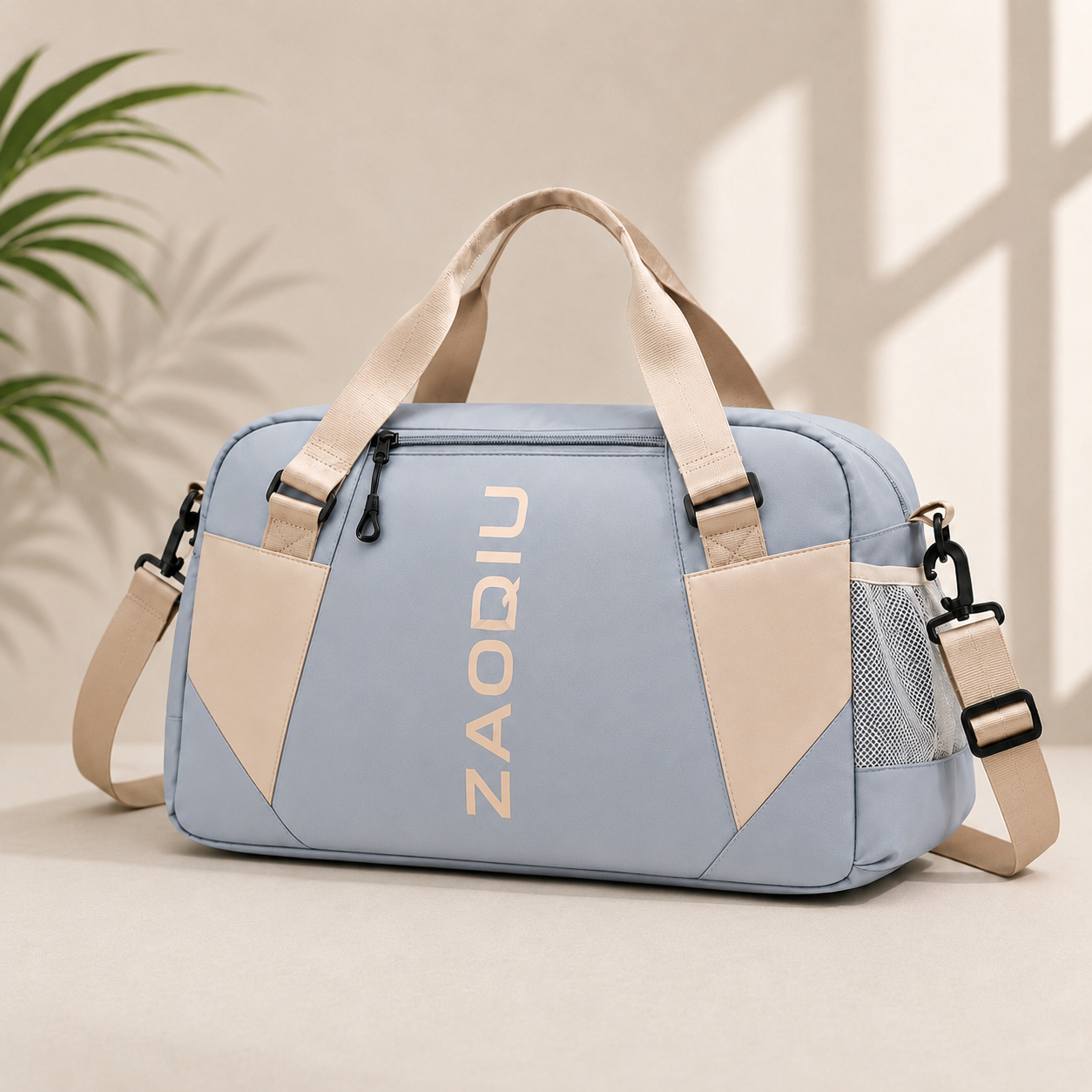 Light Gray-ZAQIU Weekender Travel Bag With Shoe Compartment