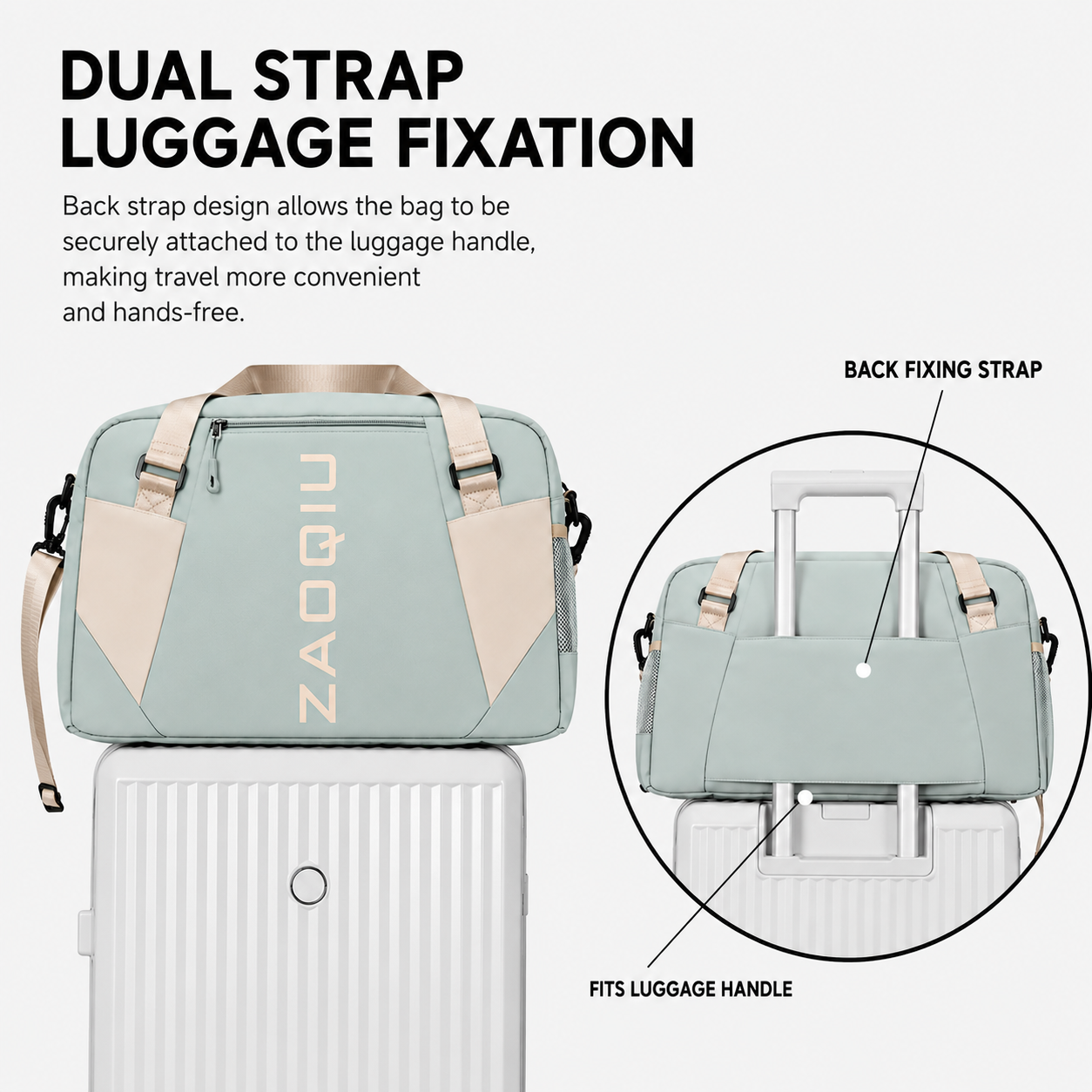 Ment Green -ZAQIU Weekender Travel Bag With Shoe Compartment - Image 3