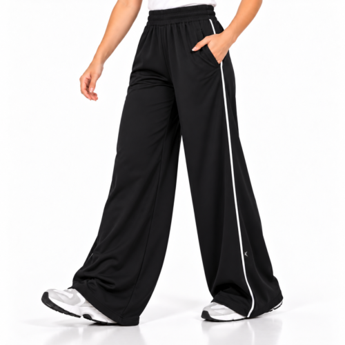 Motion Wide-Leg Track Pants- Black