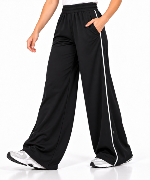 Motion Wide-Leg Track Pants- Black