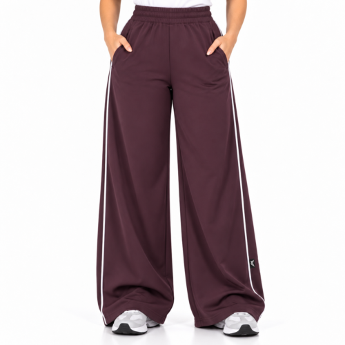 Motion Wide-Leg Track Pants- Maroon