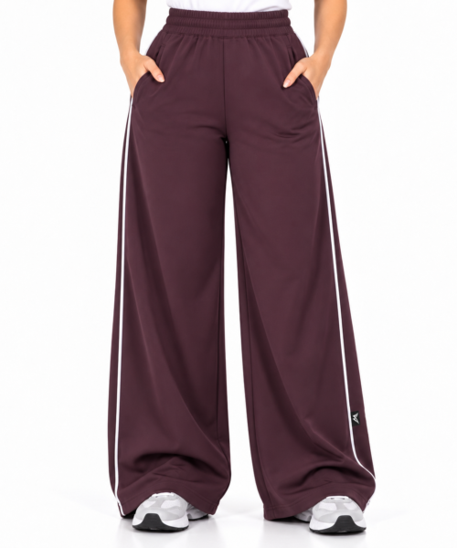 Motion Wide-Leg Track Pants- Maroon
