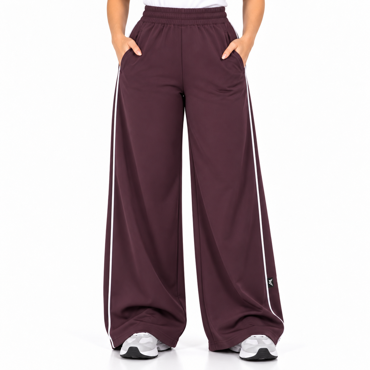 Motion Wide-Leg Track Pants- Maroon