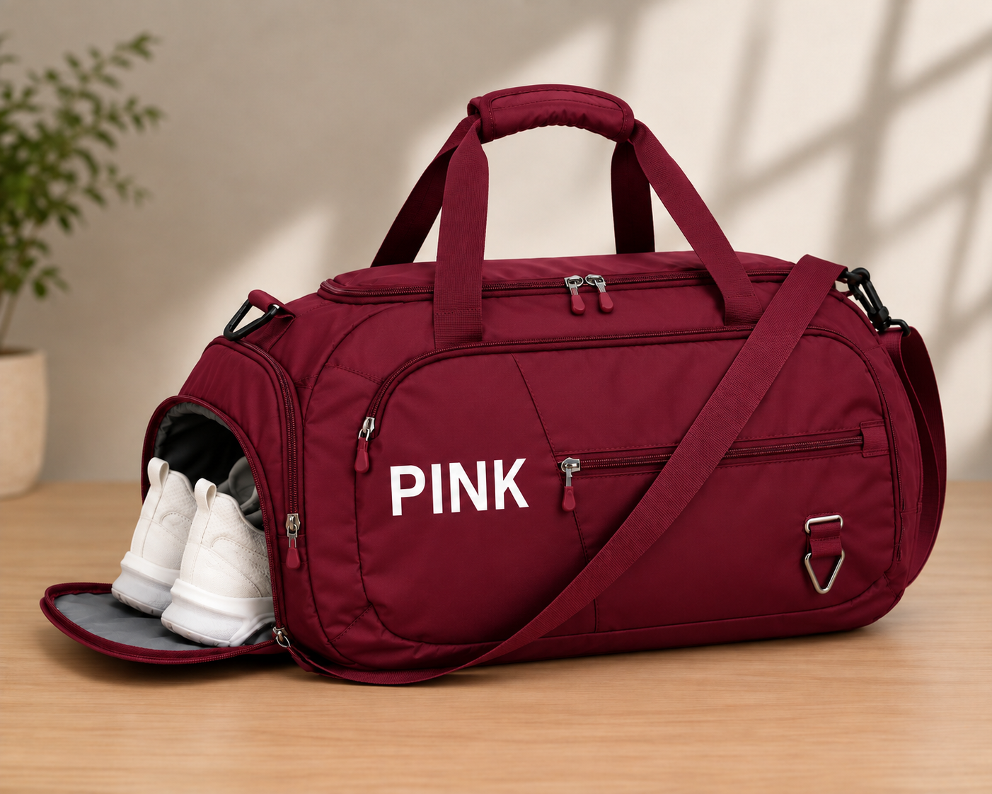 3-in-1 Duffle Bag -Burgundy Red