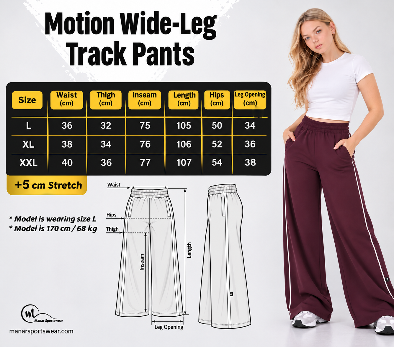 Motion Wide-Leg Track Pants- Maroon - Image 4