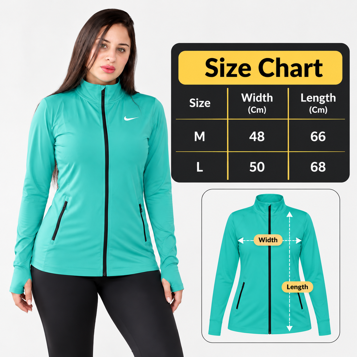 Active Flow Jacket -Ment Green- Zipped Pocket - Image 3